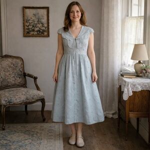 Shop Dahl Cinderella Dress Prairie Cottagecore Eyelet Light Blue Buttons Collar